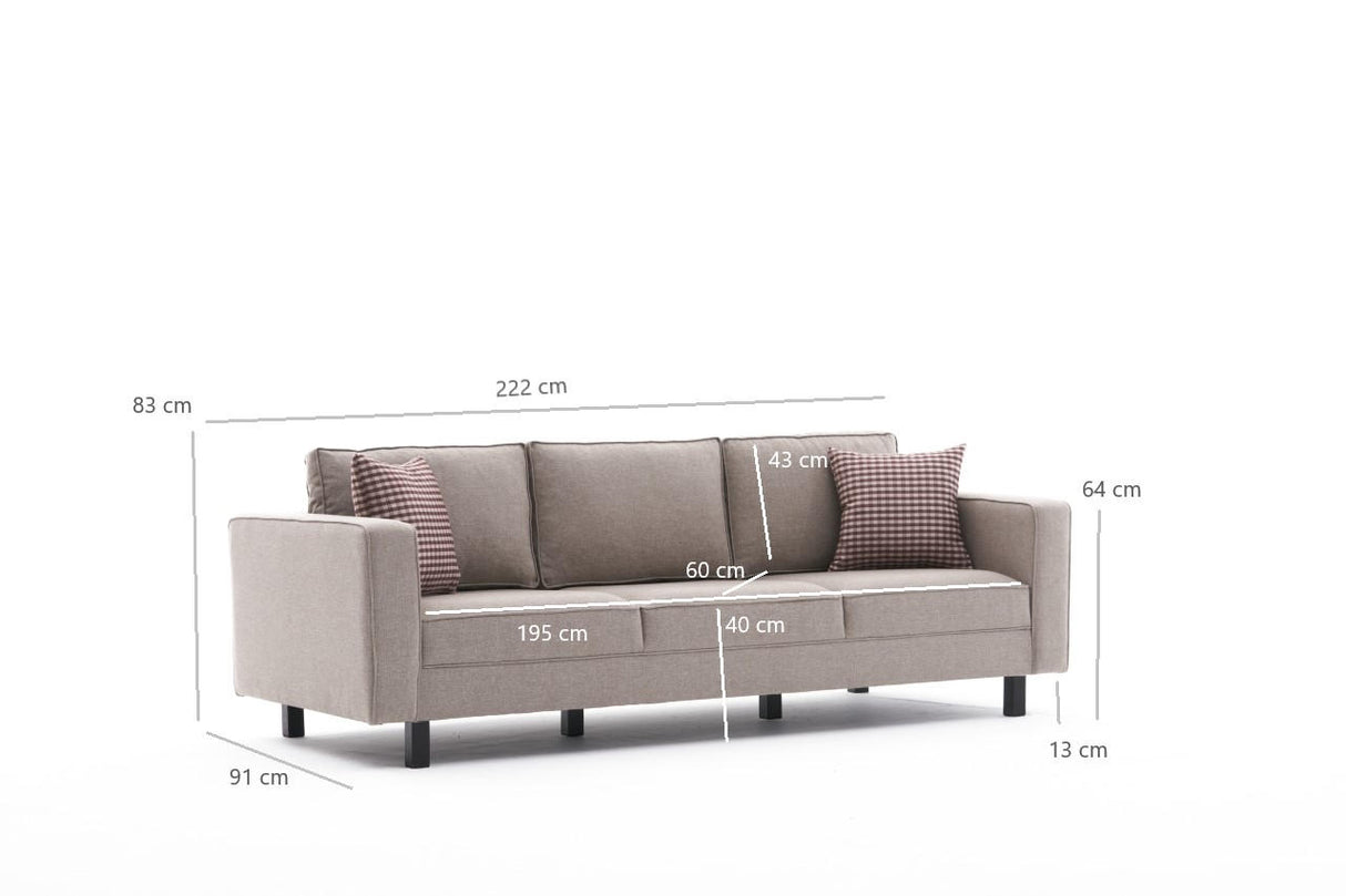 3-seater Bank Bare cream