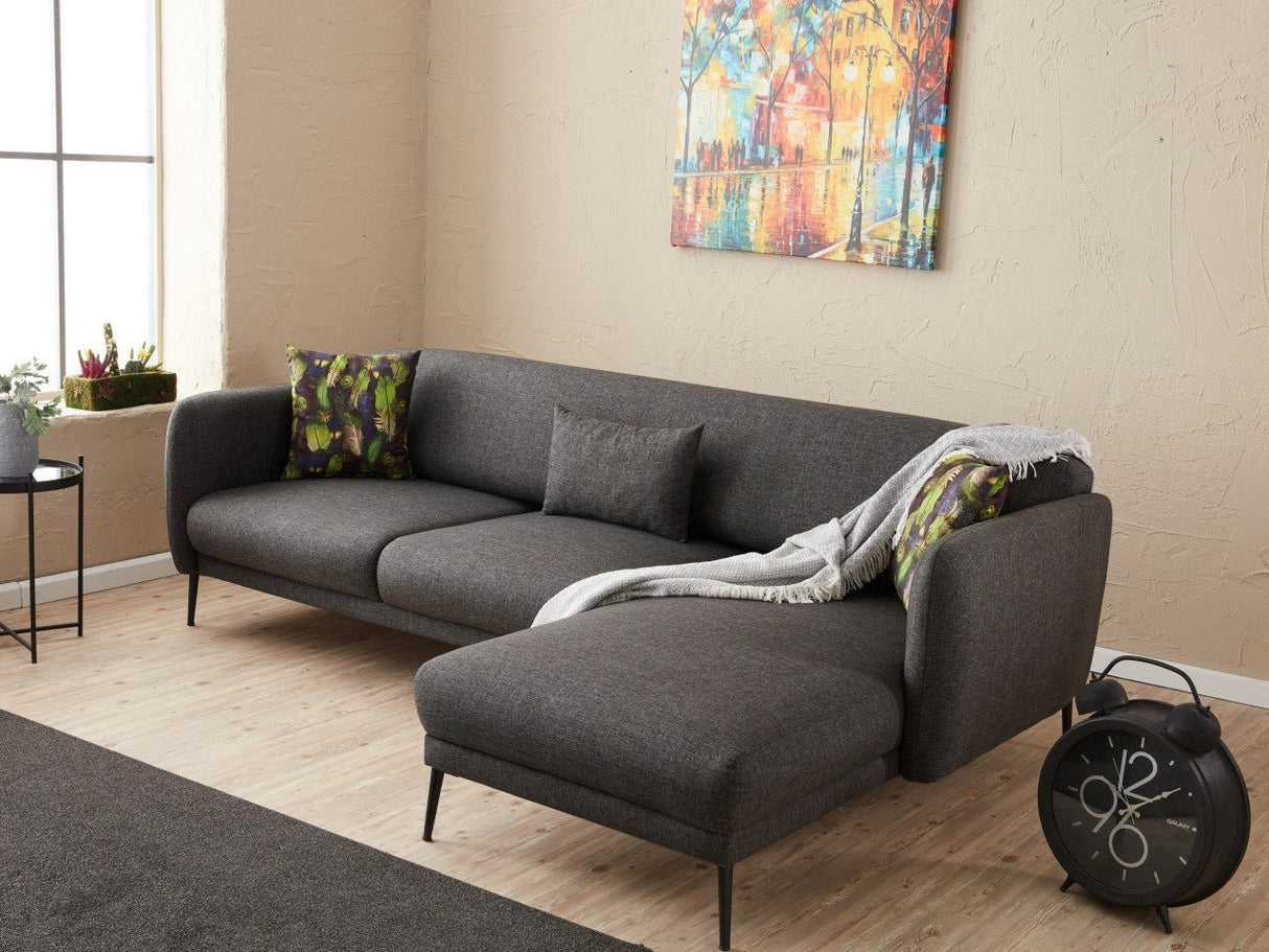 Corner sofa right with sleeping function Venus Anthracite