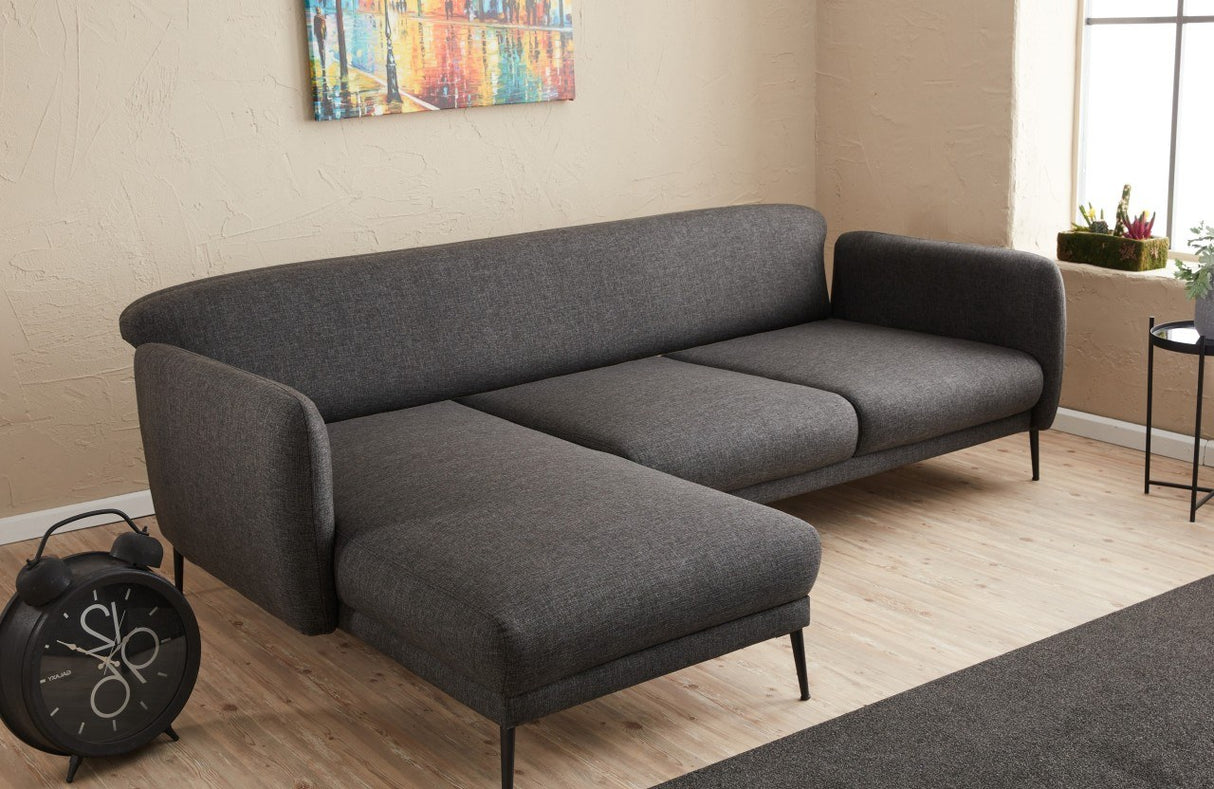 Corner sofa on the left with sleeping function Venus Anthracite