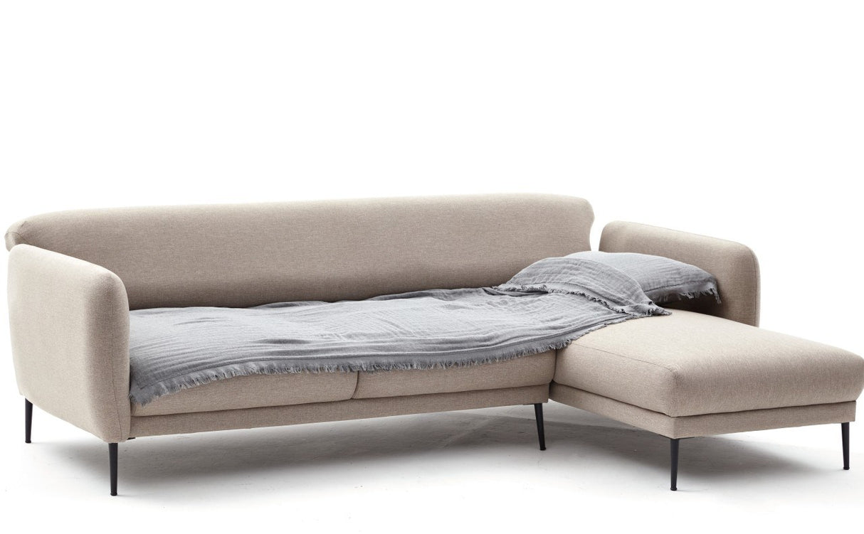 Corner sofa on the right with sleeping function Venus cream