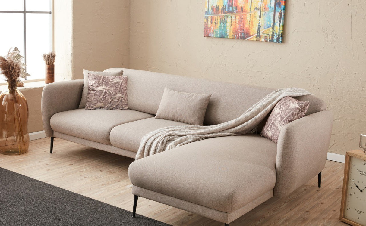 Corner sofa on the right with sleeping function Venus cream