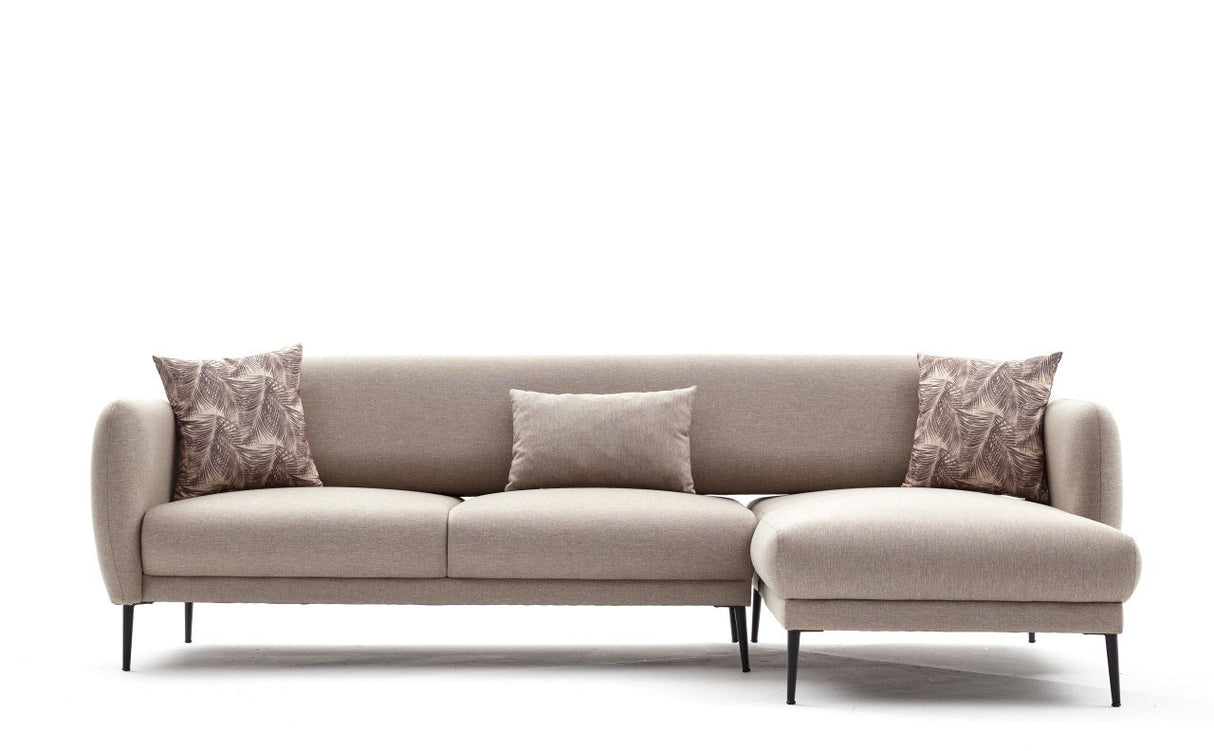 Corner sofa on the right with sleeping function Venus cream