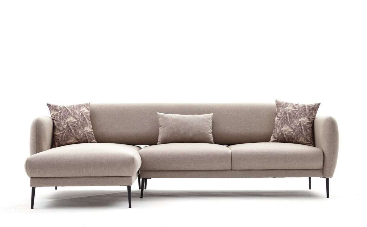 Corner sofa on the left with sleeping function Venus cream