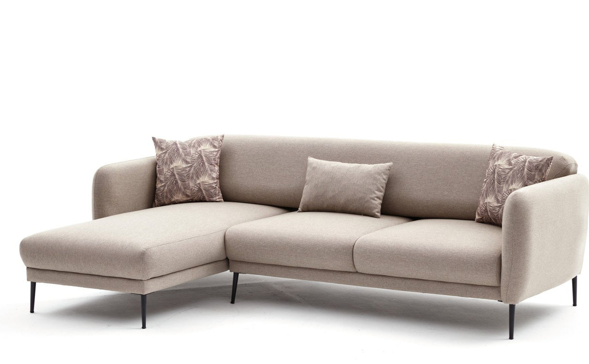 Corner sofa on the left with sleeping function Venus cream