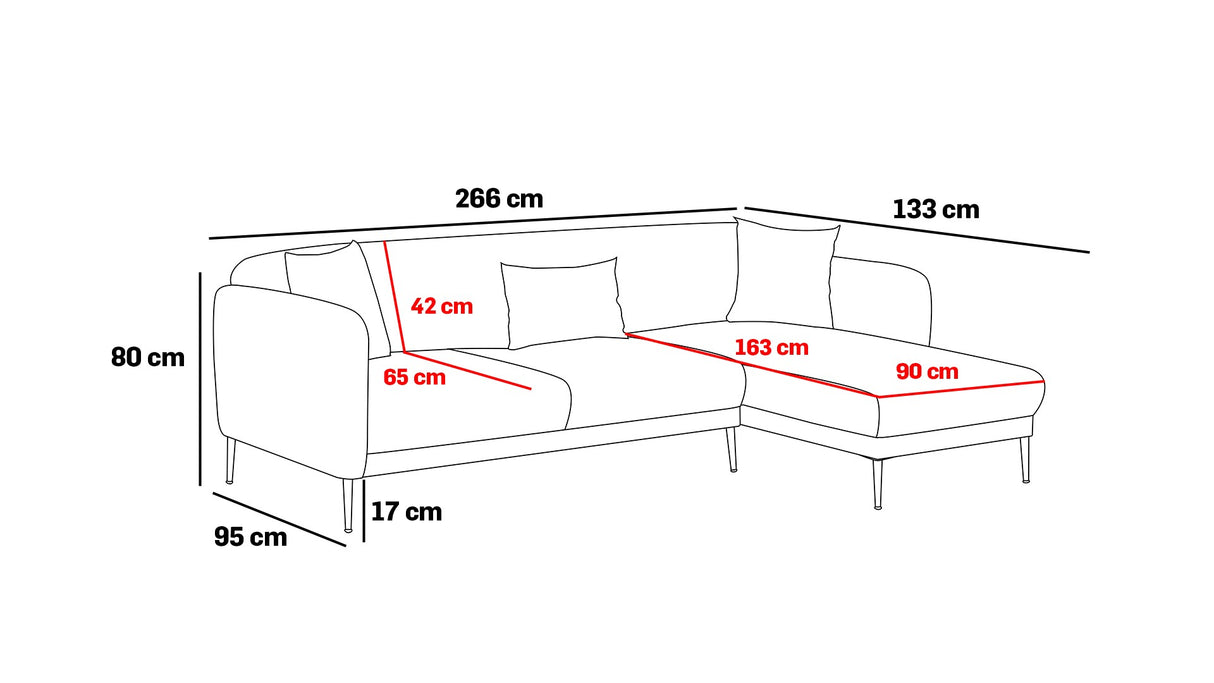 Corner sofa on the left with sleeping function Venus cream