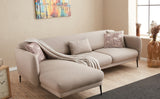 Corner sofa on the left with sleeping function Venus cream