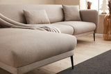 Corner sofa on the left with sleeping function Venus cream