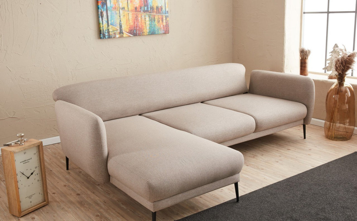 Corner sofa on the left with sleeping function Venus cream