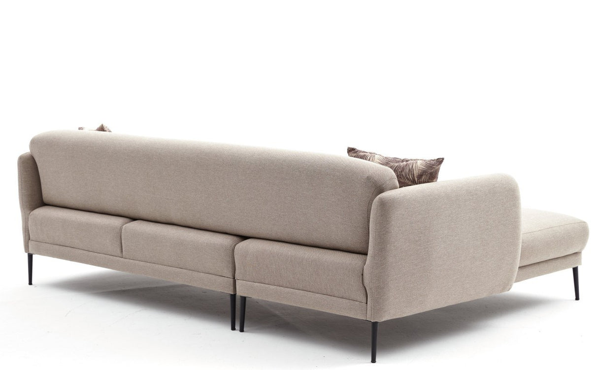 Corner sofa on the left with sleeping function Venus cream