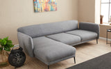 Corner sofa on the left with sleeping function Venus Gray