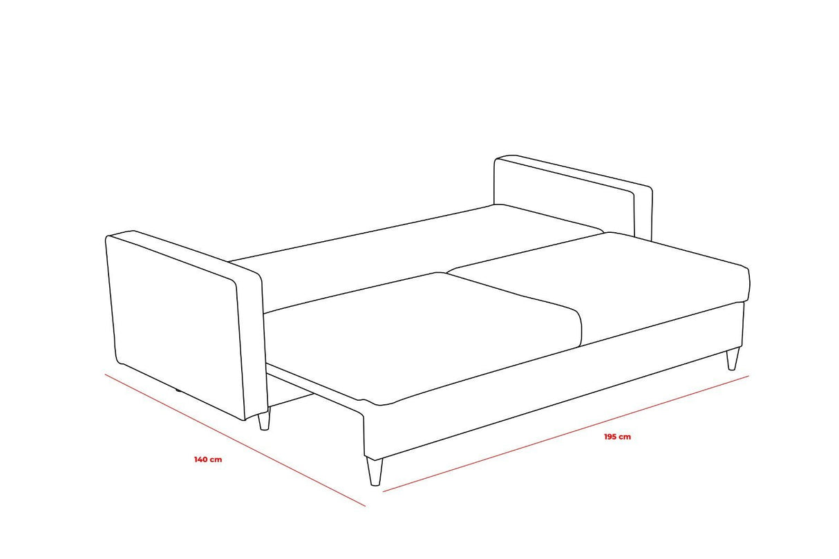 3-seater sofa bed Eva Gray