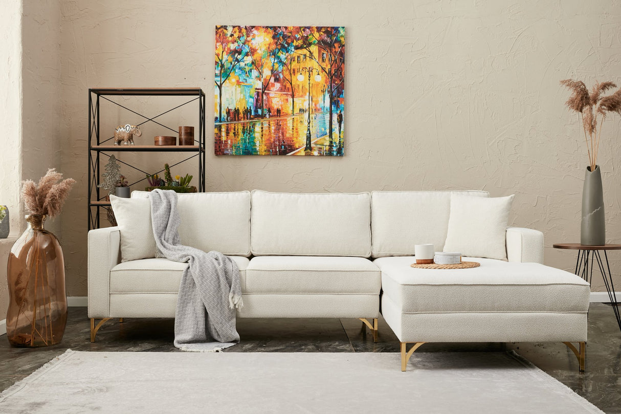 Corner sofa on the right Berlin cream gold