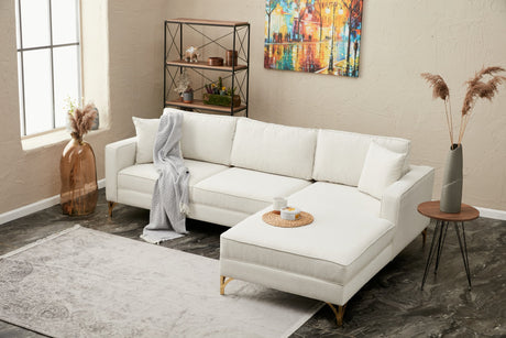 Corner sofa on the right Berlin cream gold