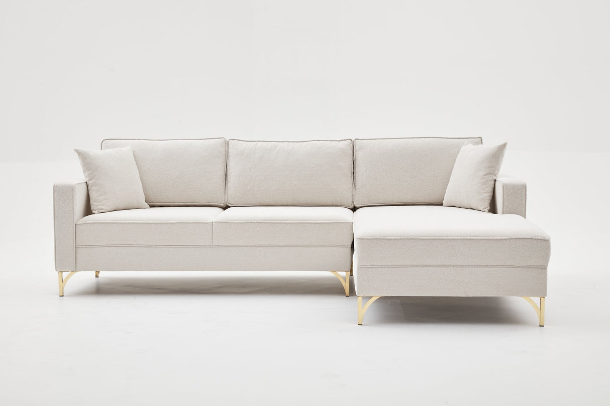 Corner sofa on the right Berlin cream gold