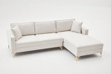 Corner sofa on the right Berlin cream gold