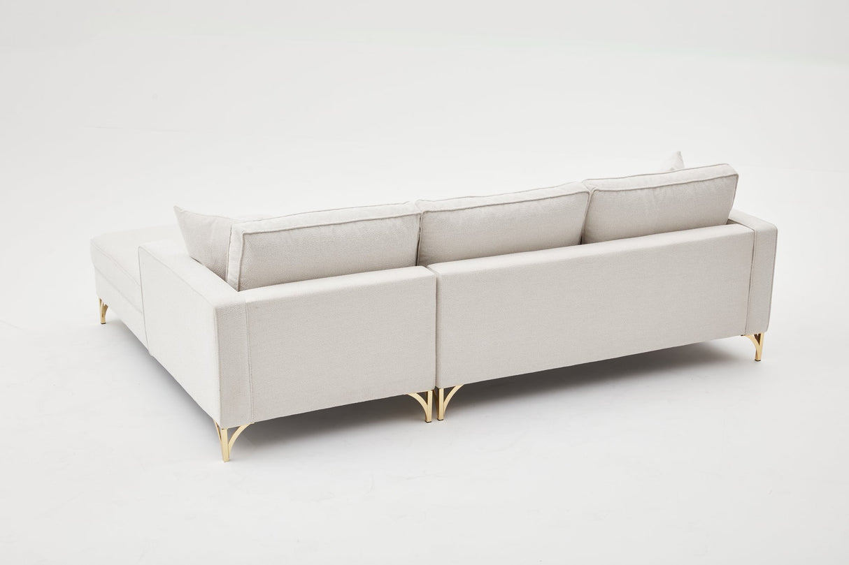 Corner sofa on the right Berlin cream gold