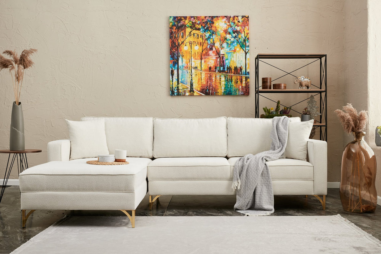 Corner sofa on the left Berlin cream gold