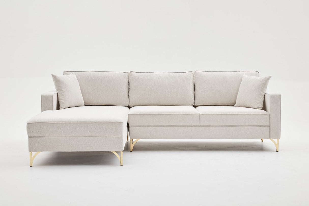 Corner sofa on the left Berlin cream gold