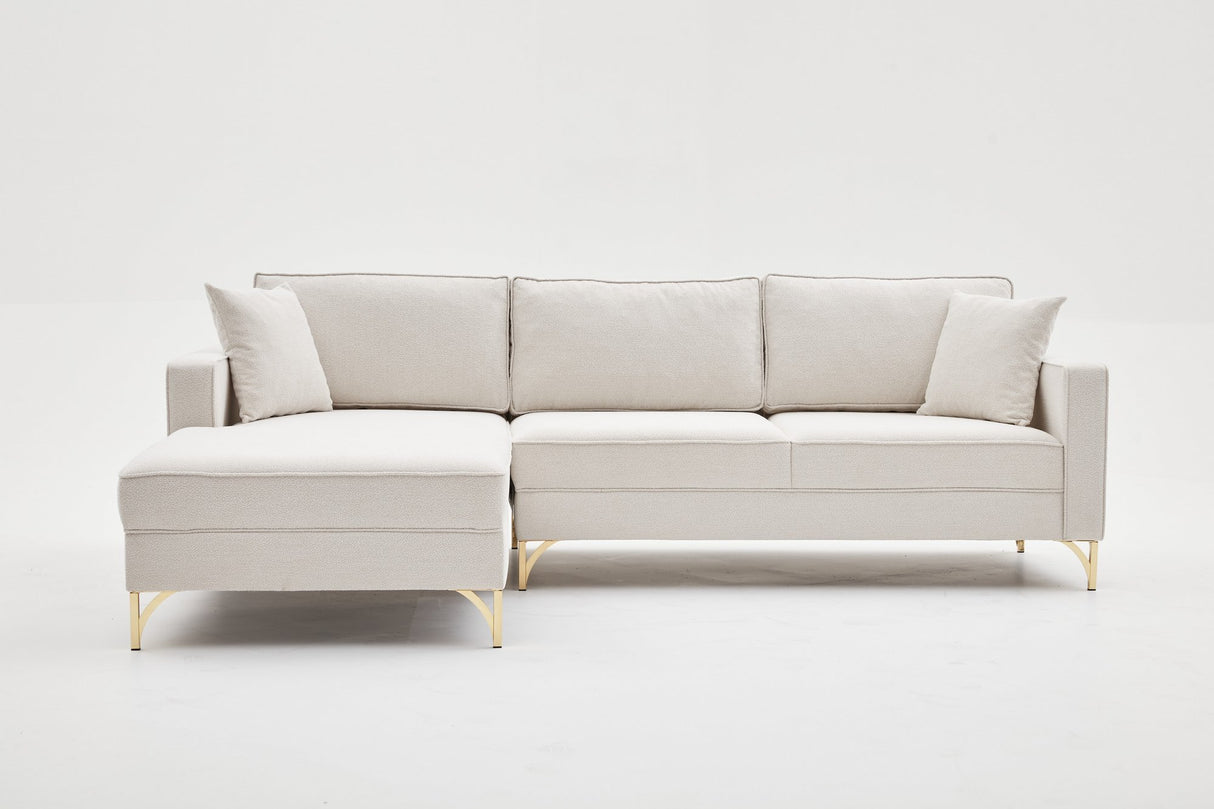 Corner sofa on the left Berlin cream gold