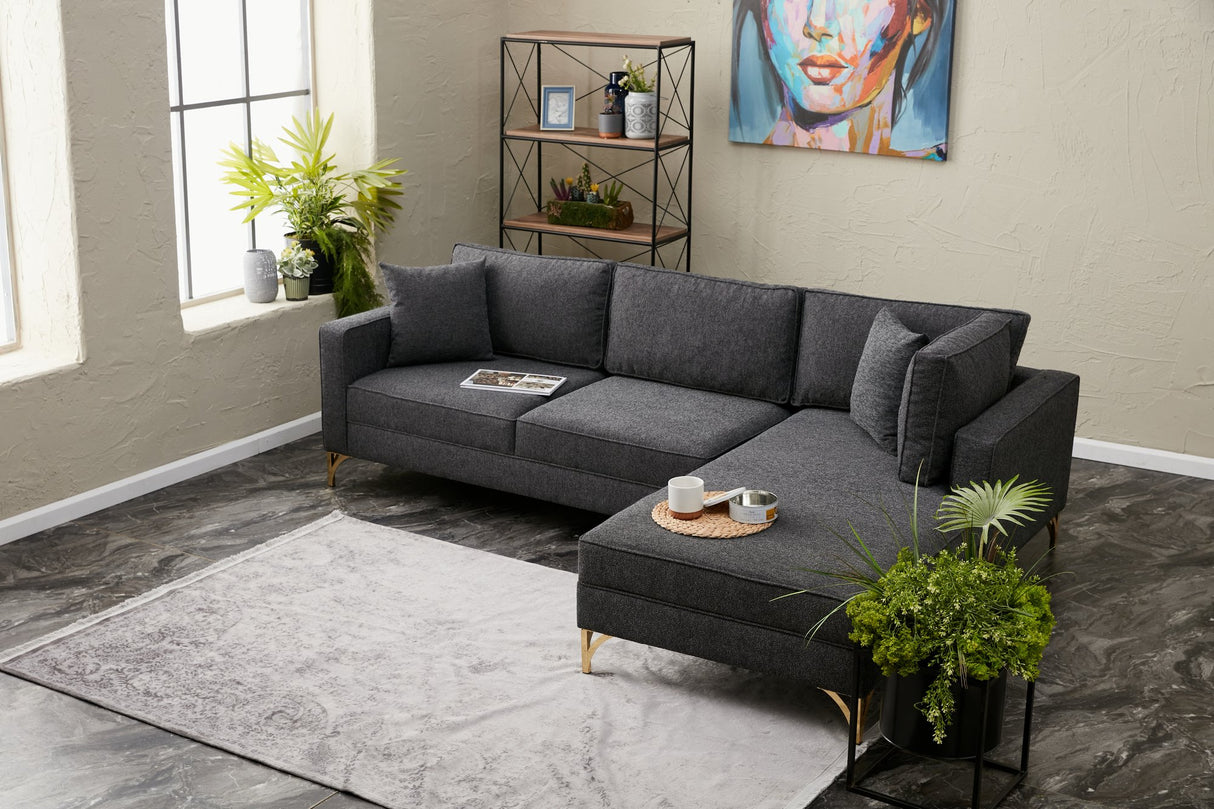 Corner sofa on the right Berlin anthracite gold