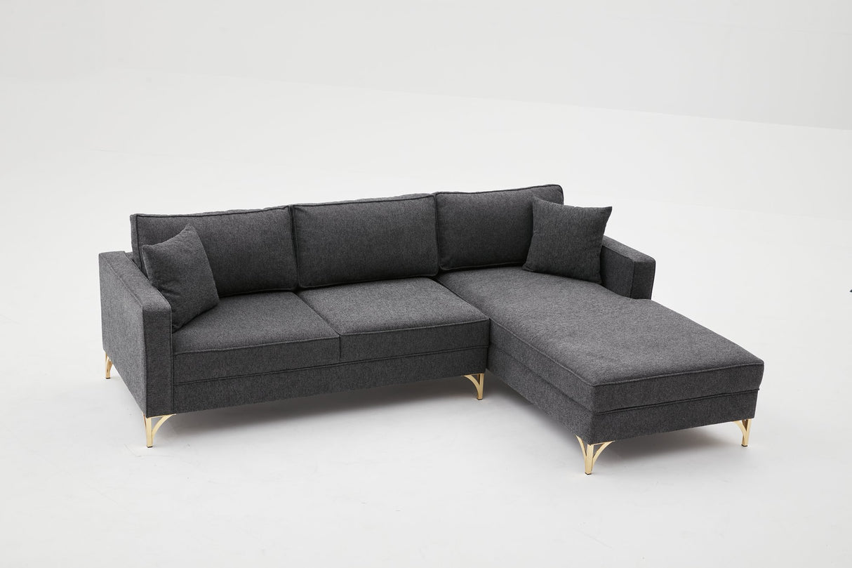 Corner sofa on the right Berlin anthracite gold