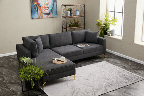 Corner sofa left Berlin Anthracite gold