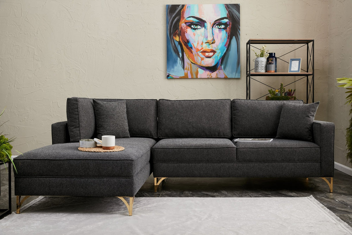 Corner sofa left Berlin Anthracite gold