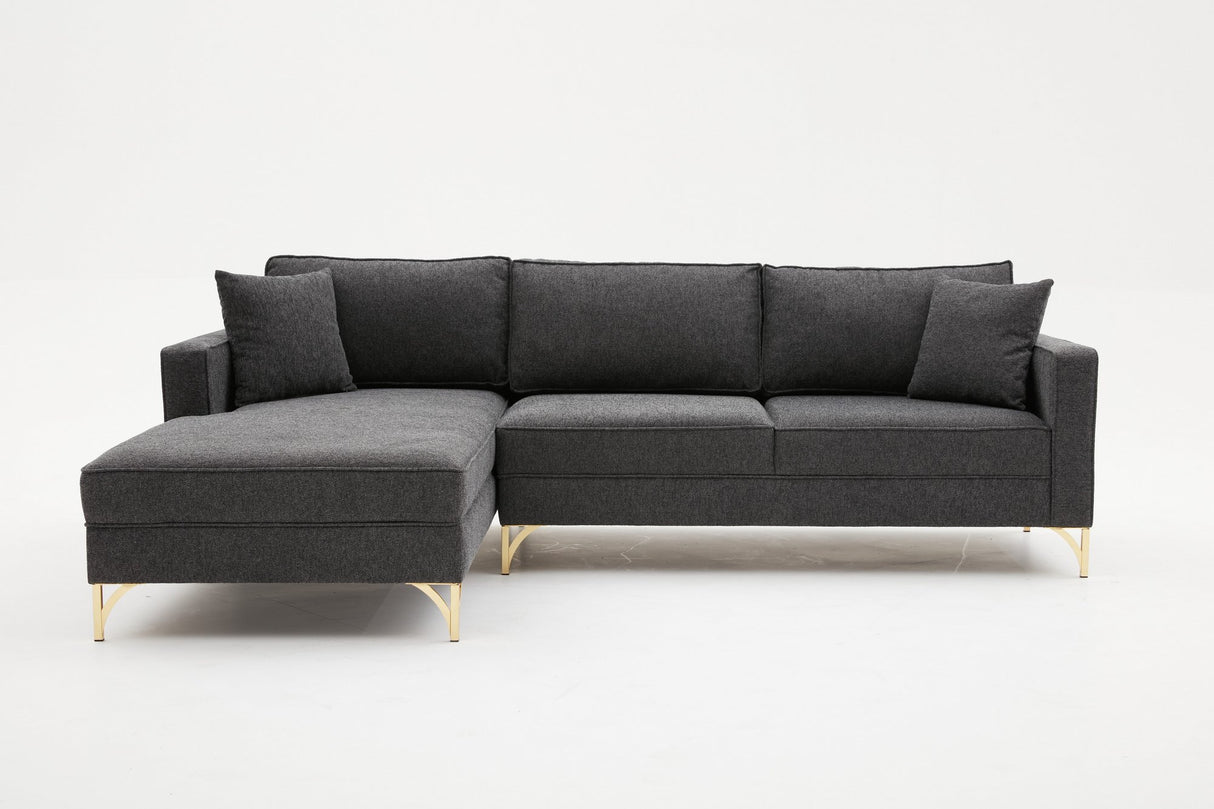 Corner sofa left Berlin Anthracite gold