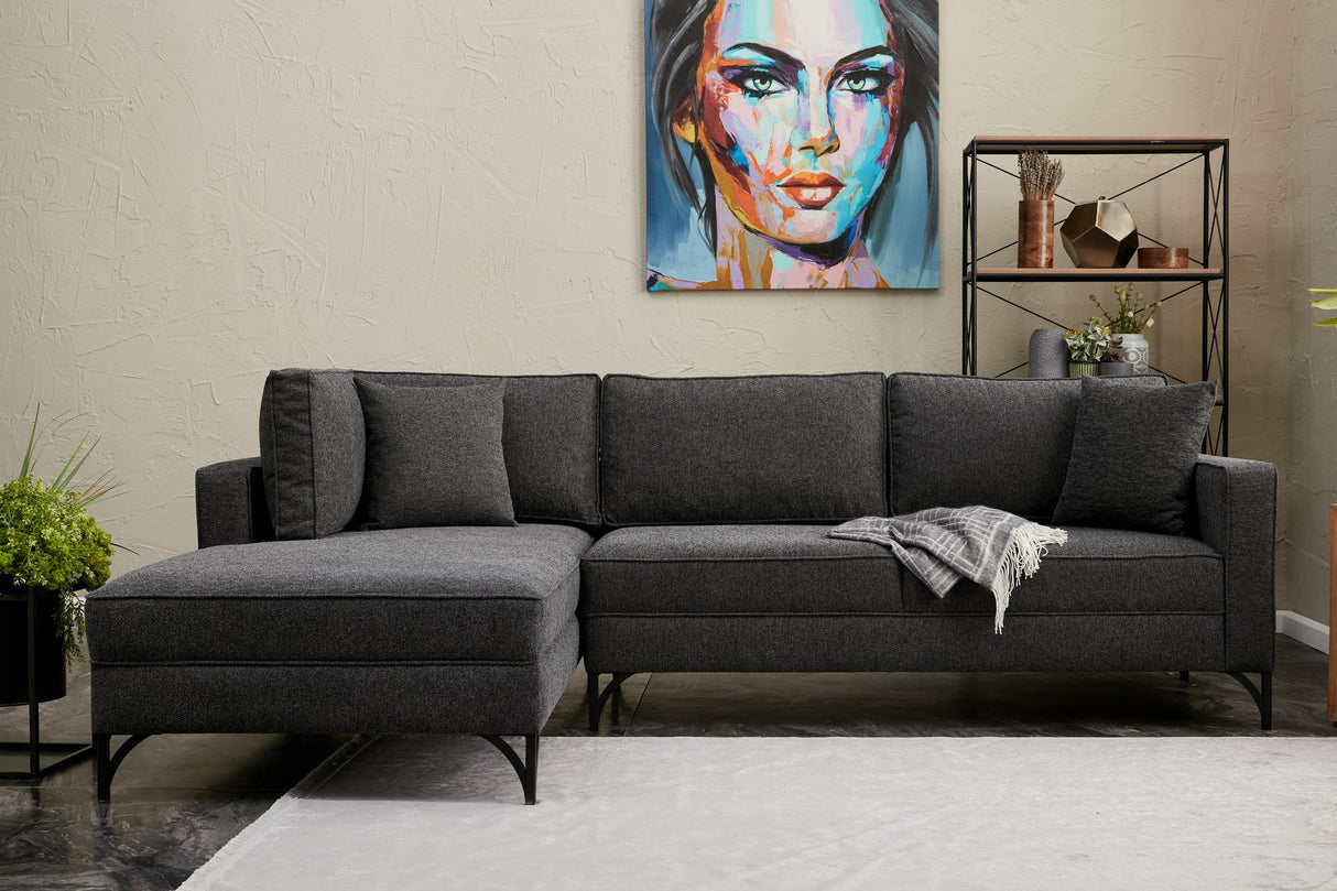 Corner sofa left Berlin Anthracite Black