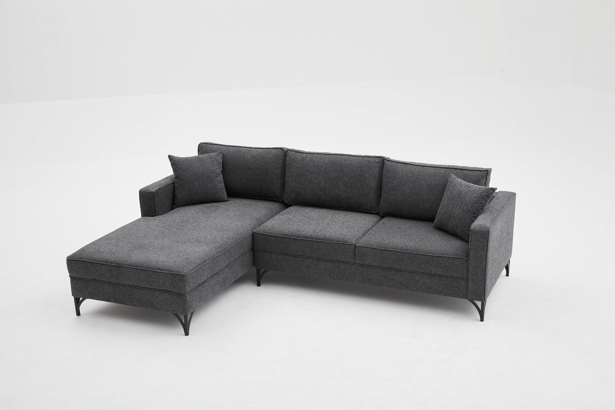 Corner sofa left Berlin Anthracite Black