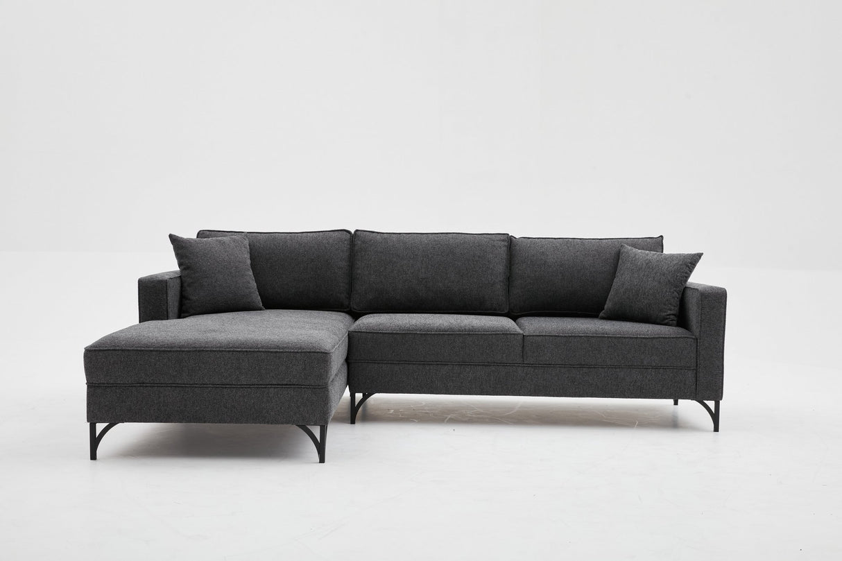 Corner sofa left Berlin Anthracite Black