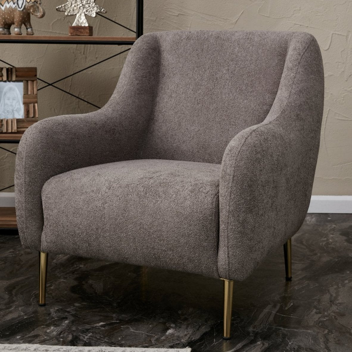 Armchair simena gray gold