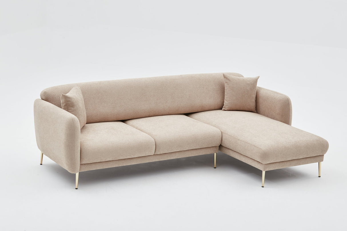 Corner sofa with sleep function on the right Simena Beige - Golden Poot