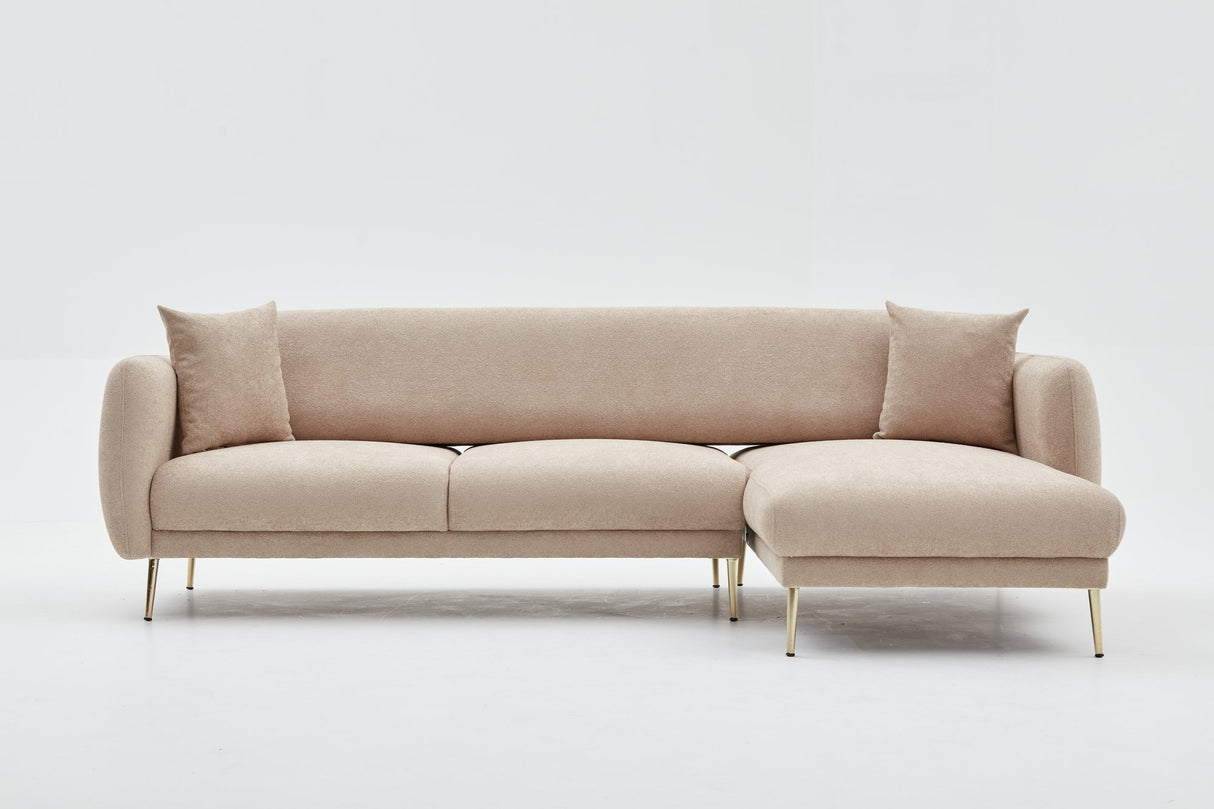 Corner sofa with sleep function on the right Simena Beige - Golden Poot