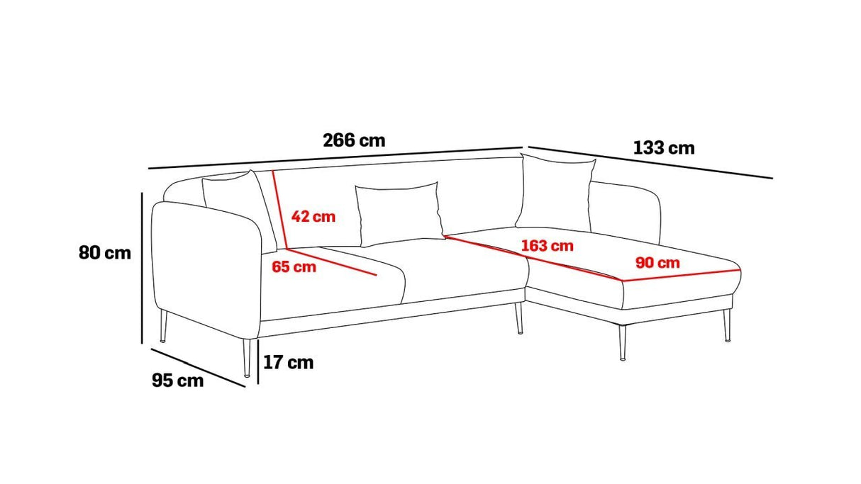 Corner sofa with sleep function on the right Simena Beige - Golden Poot