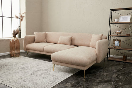 Corner sofa with sleep function on the right Simena Beige - Golden Poot