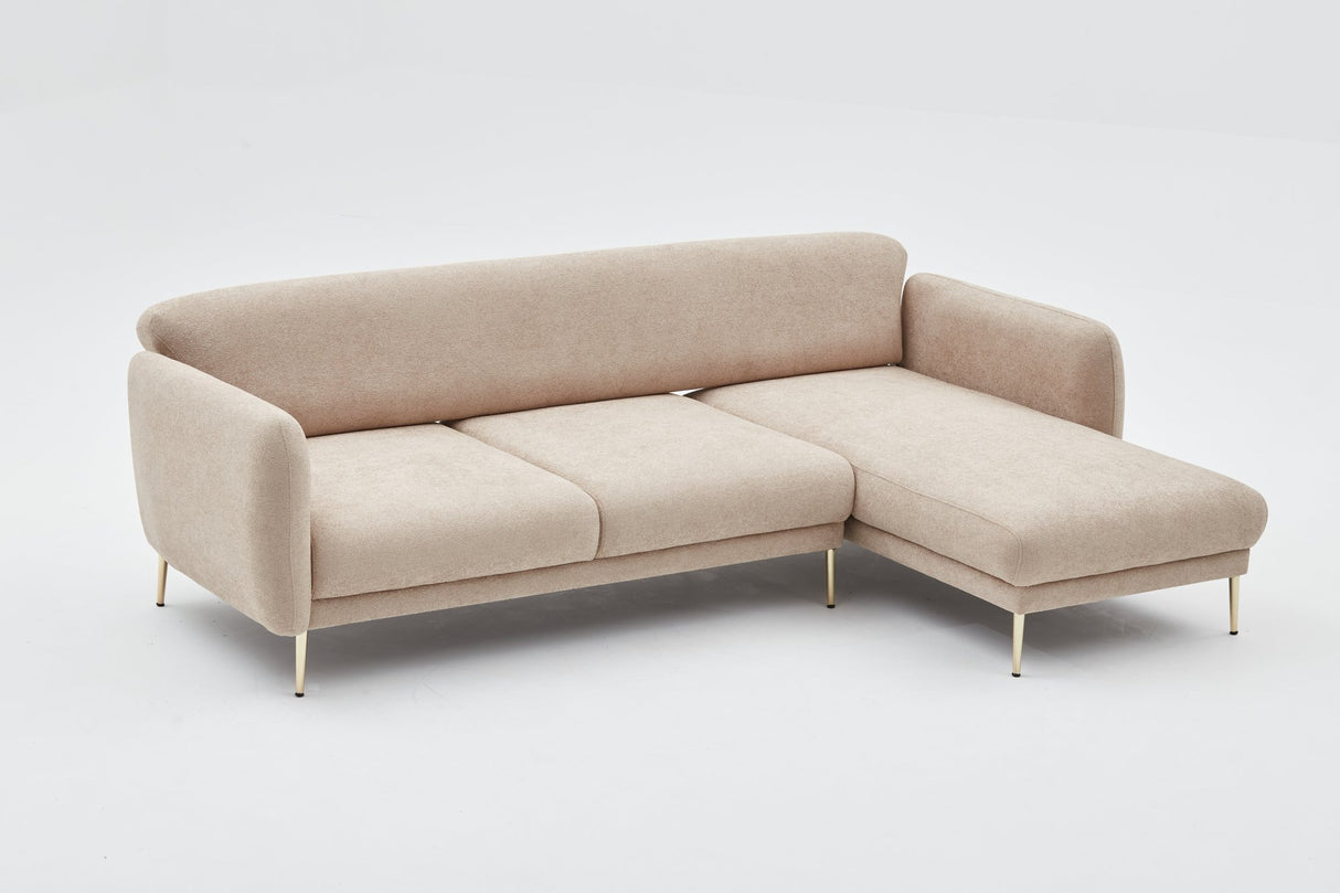 Corner sofa with sleep function on the right Simena Beige - Golden Poot