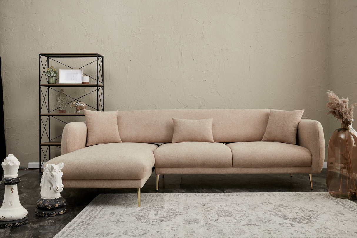 Corner sofa with sleeping function on the left Simena Beige - Golden Poot