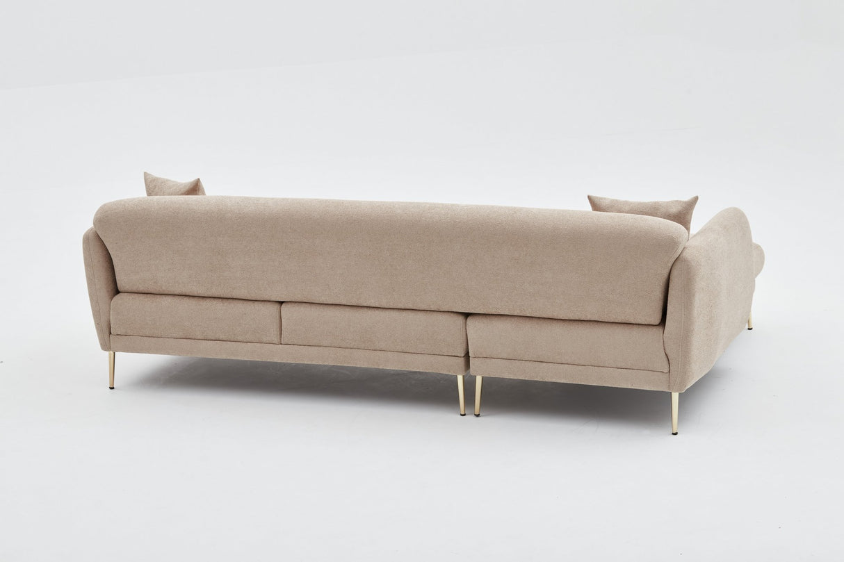 Corner sofa with sleeping function on the left Simena Beige - Golden Poot