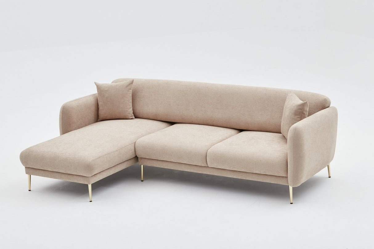 Corner sofa with sleeping function on the left Simena Beige - Golden Poot