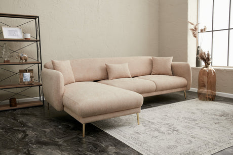 Corner sofa with sleeping function on the left Simena Beige - Golden Poot