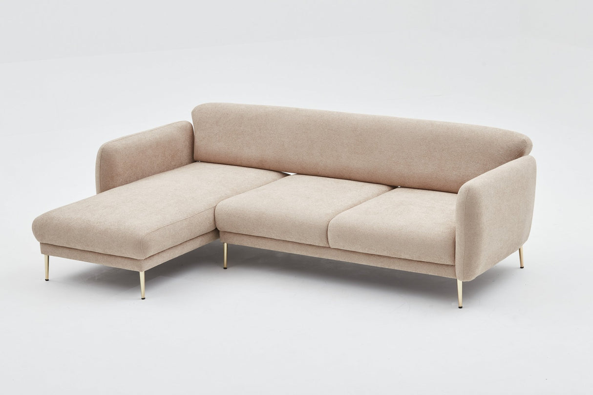 Corner sofa with sleeping function on the left Simena Beige - Golden Poot