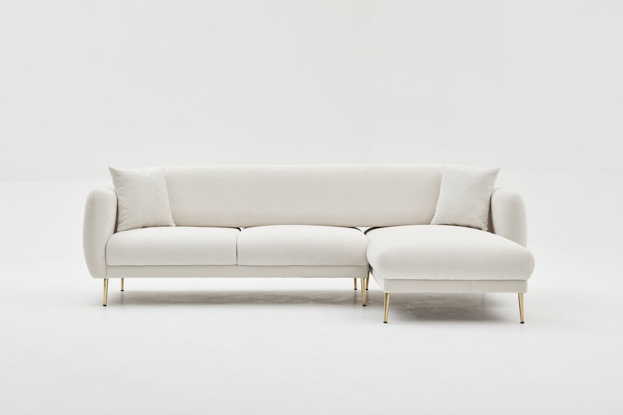 Corner sofa with sleeping function on the right Simena Crème - Golden Poot