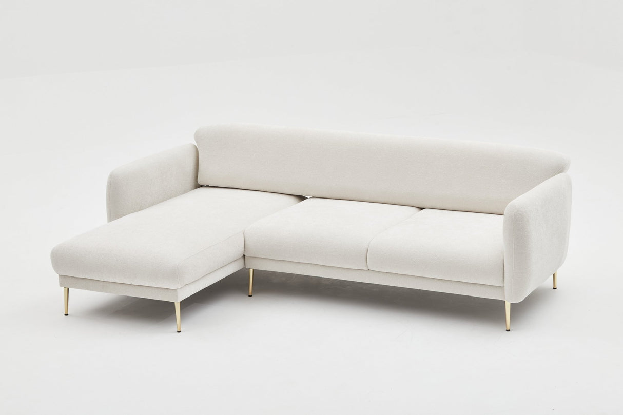 Corner sofa with sleeping function on the left Simena Crème - Golden Poot