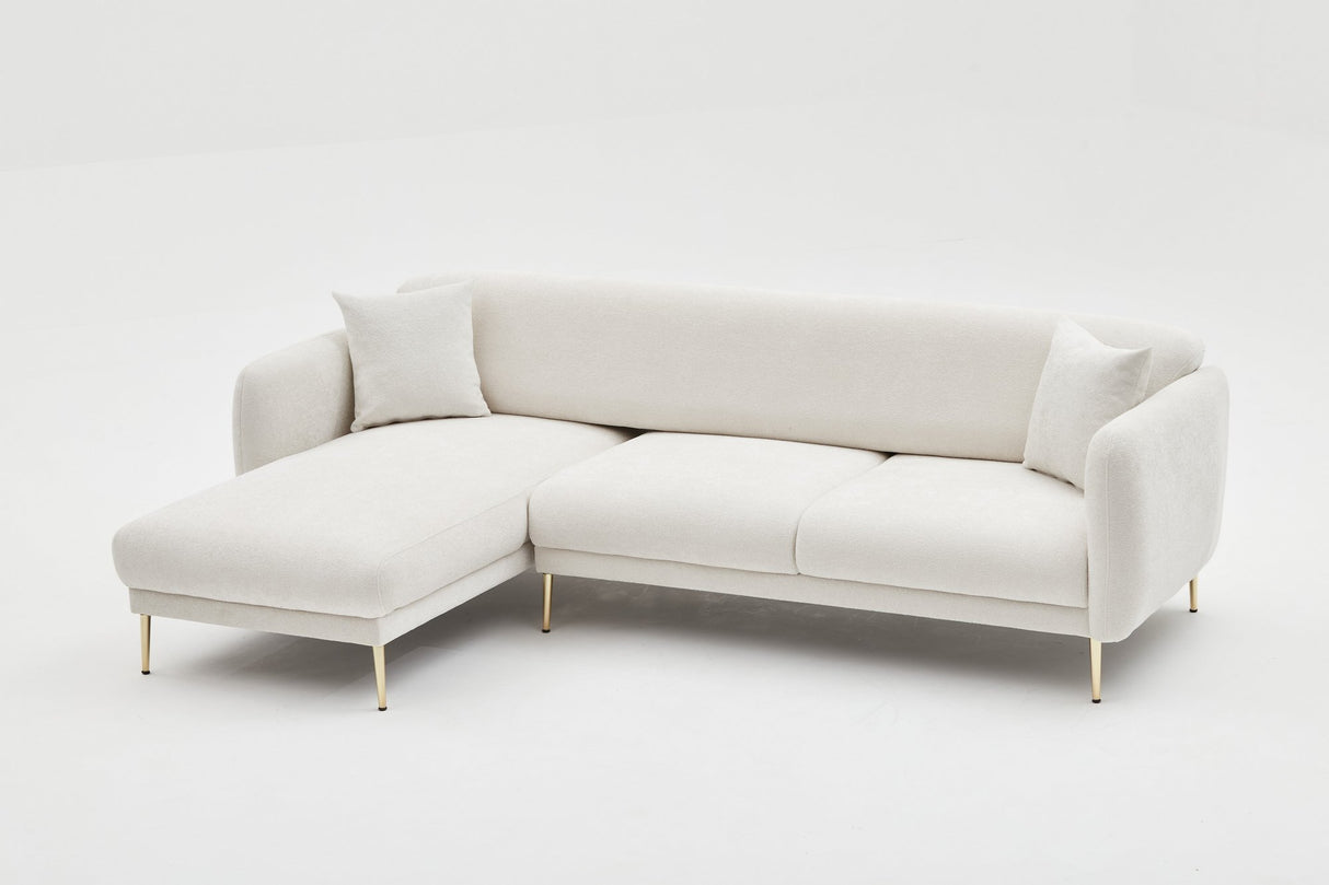 Corner sofa with sleeping function on the left Simena Crème - Golden Poot