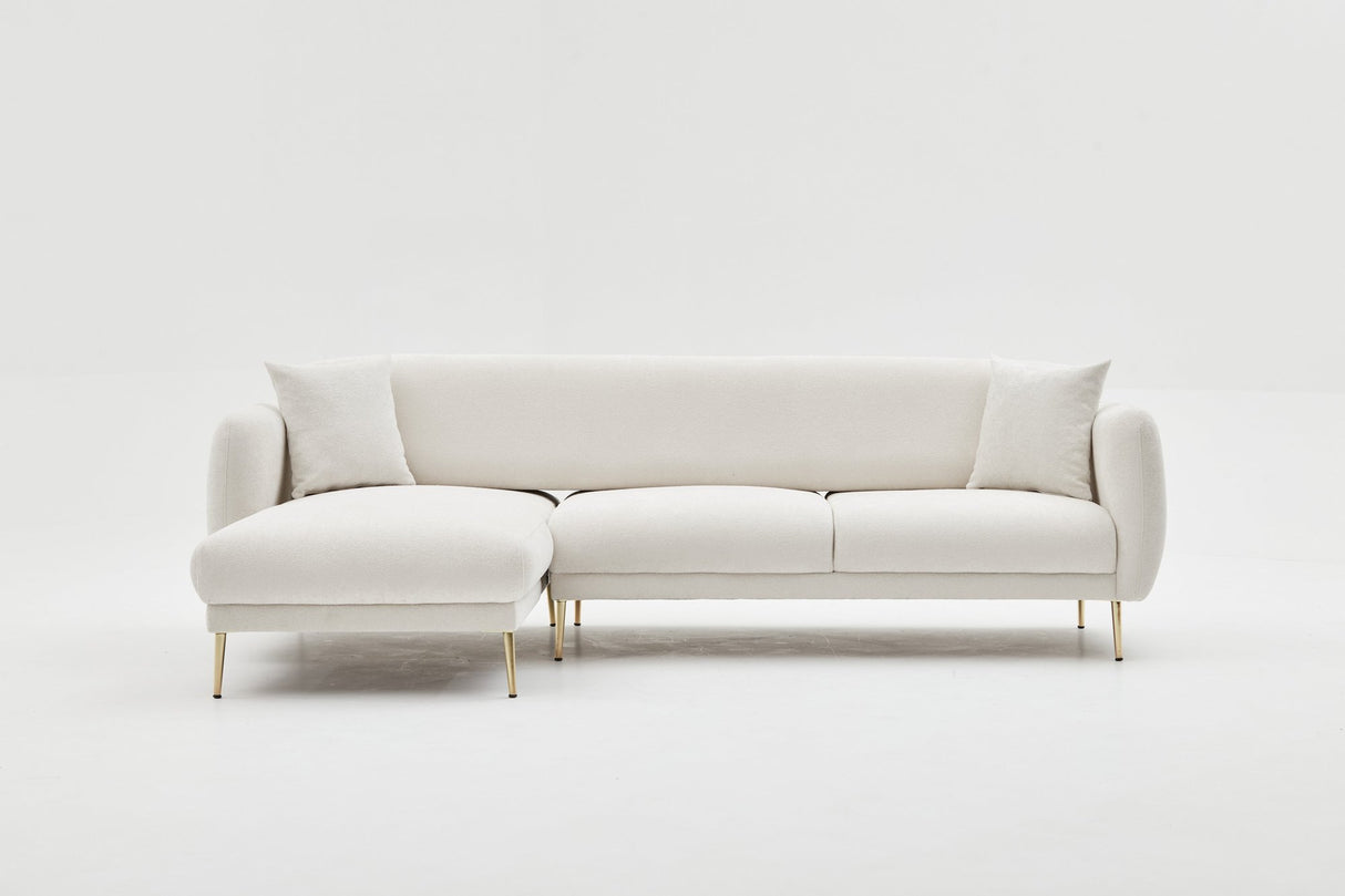 Corner sofa with sleeping function on the left Simena Crème - Golden Poot