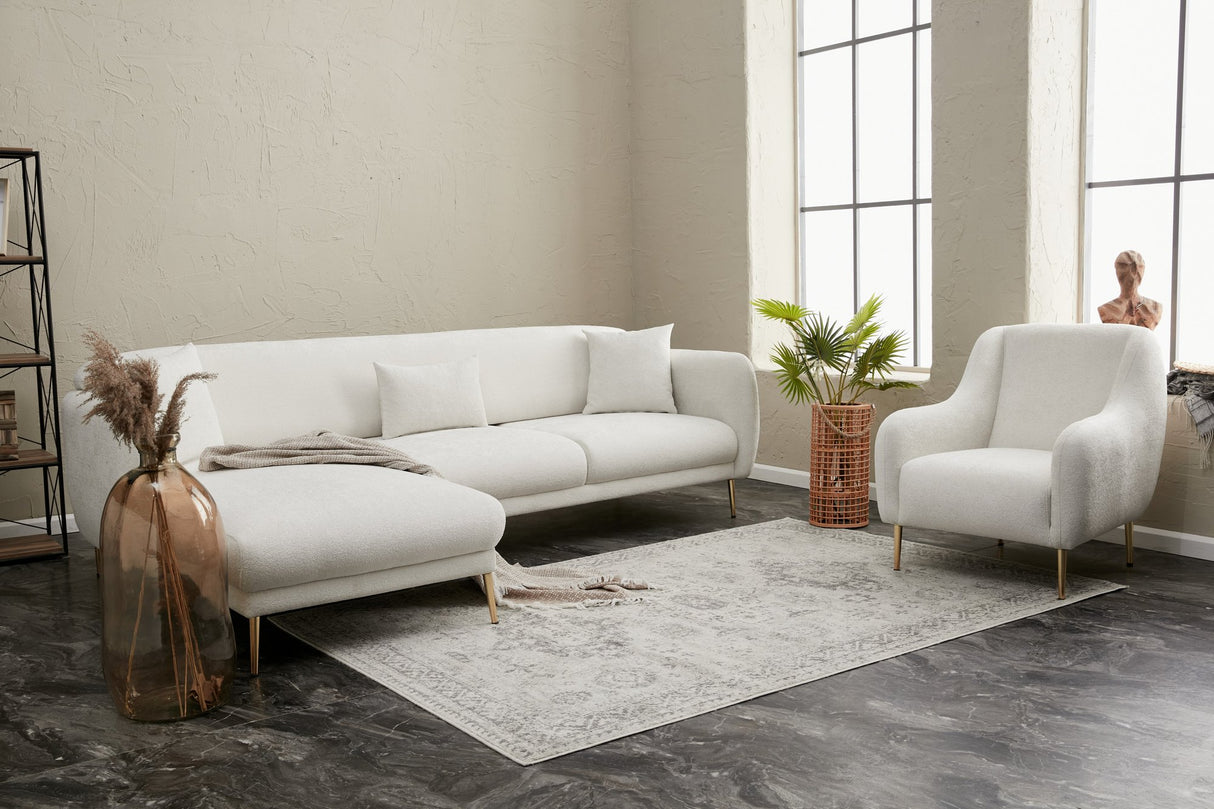 Corner sofa with sleeping function on the left Simena Crème - Golden Poot