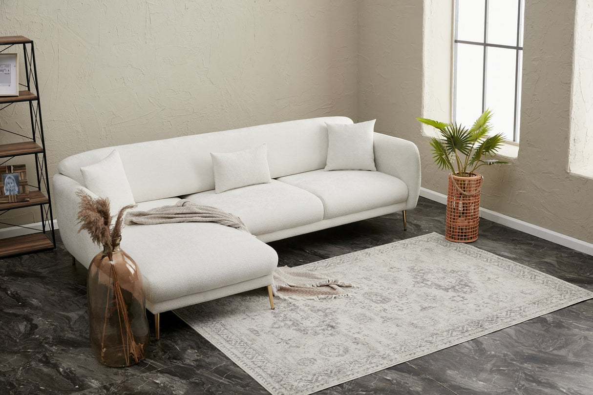 Corner sofa with sleeping function on the left Simena Crème - Golden Poot