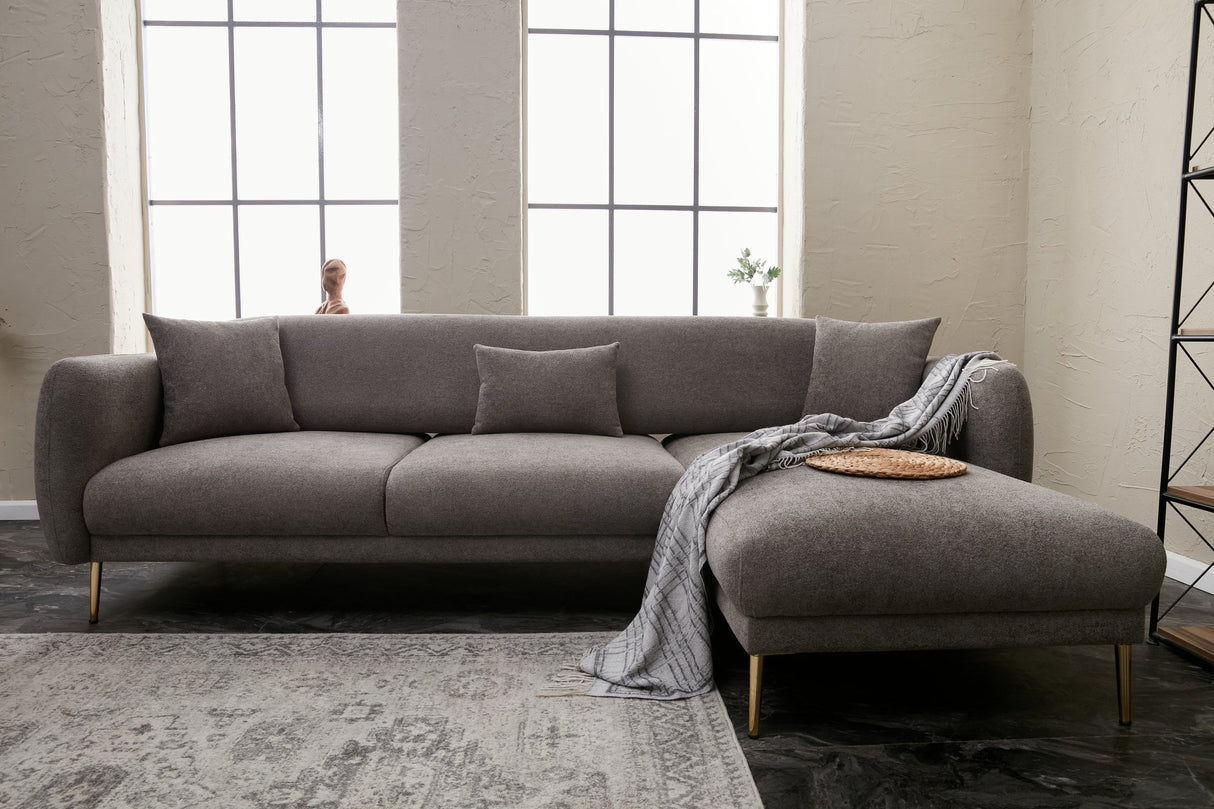 Corner sofa with sleeping function right Simena Gray - Golden Poot