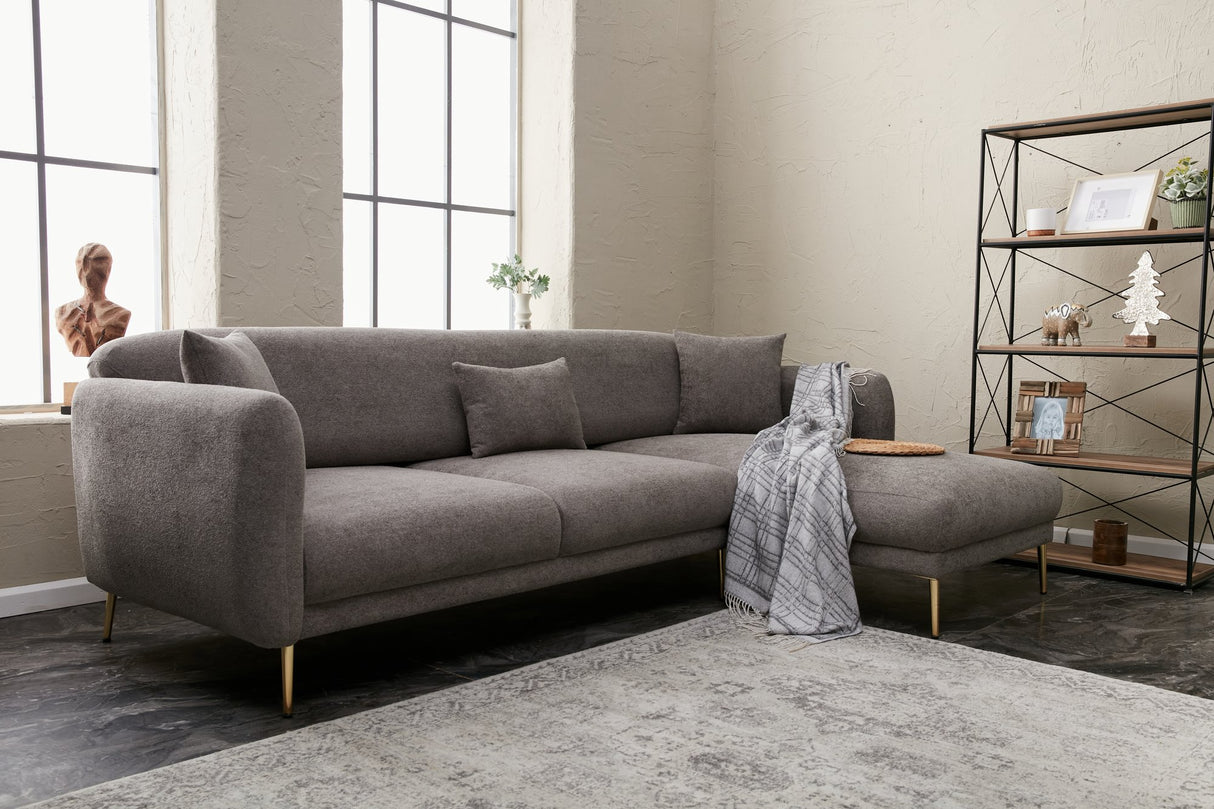 Corner sofa with sleeping function right Simena Gray - Golden Poot